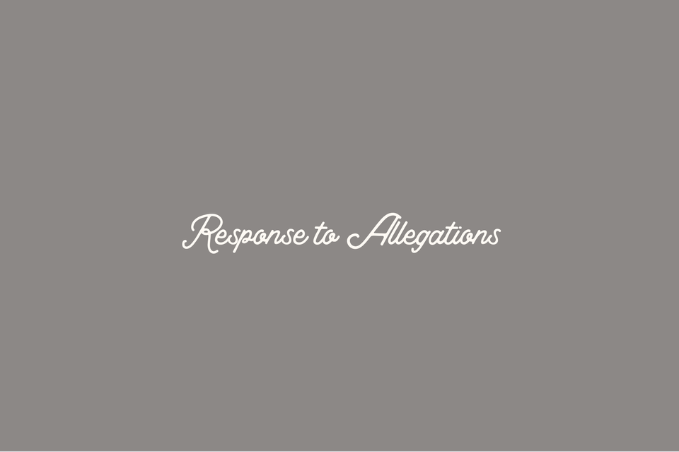 Response to Allegations